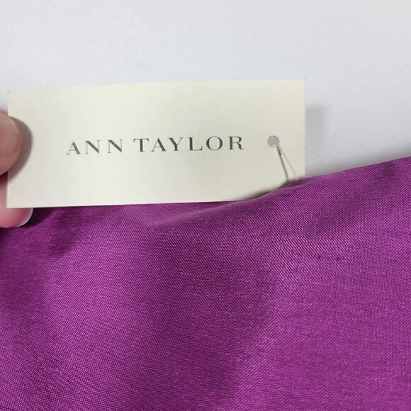 NWT Ann Taylor Women's Celebrations Silk Dupioni Purple Belted Dress Size 14 - Picture 14 of 16